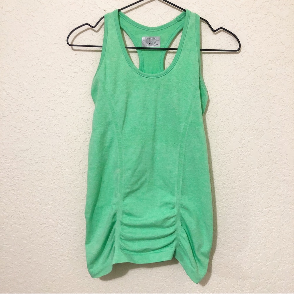 Athleta Green Ruched Bottom Active Tank Top XS